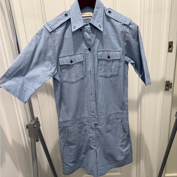 Light Blue Button-Up Romper - Picture 5 of 7